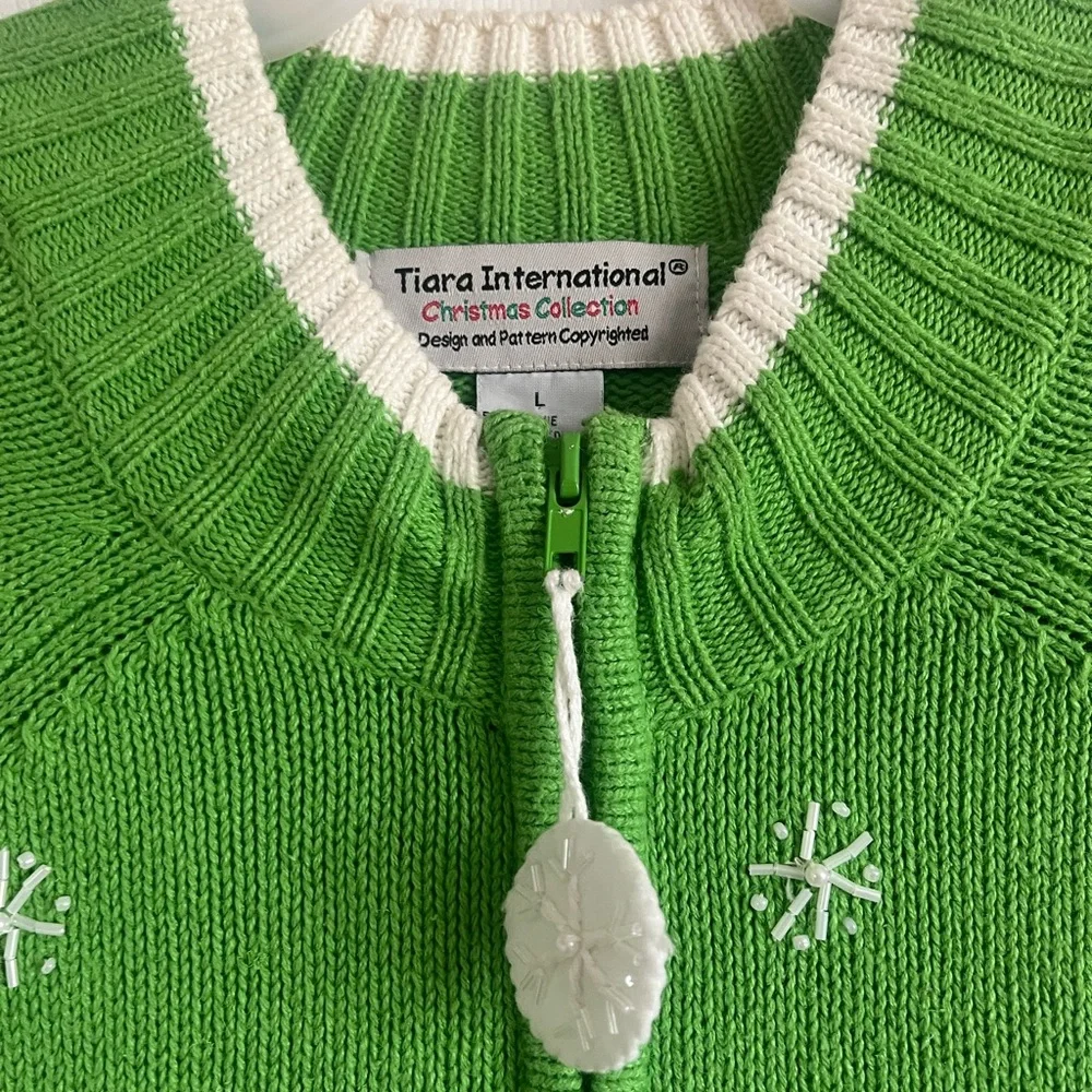 Green Snowman Cardigan Sweater